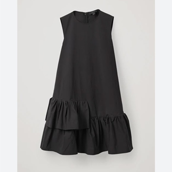 COS A Line Sleeveless Dress Black Ruffles Size S - Picture 2 of 5